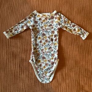 Floral light merino wool onesie